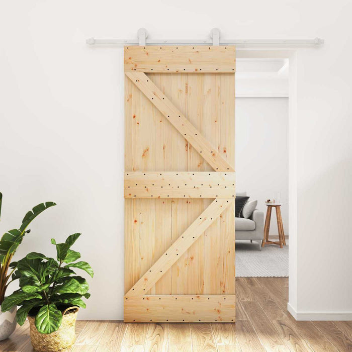 Ușă glisantă Natural și Alb 85 x 210 cm Lemn de Pin Solid - WALTI WALTI