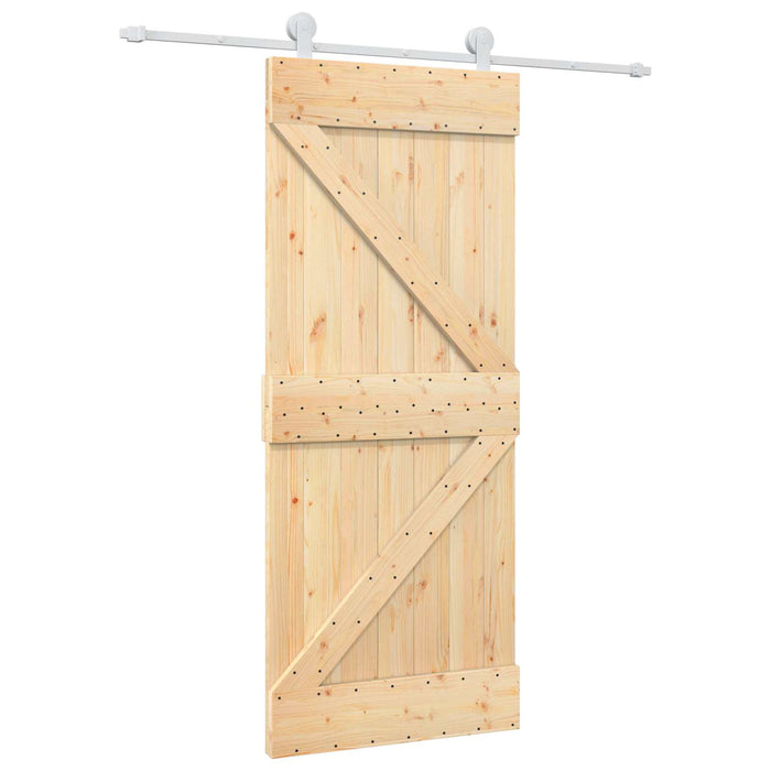 Ușă glisantă Natural și Alb 85 x 210 cm Lemn de Pin Solid - WALTI WALTI