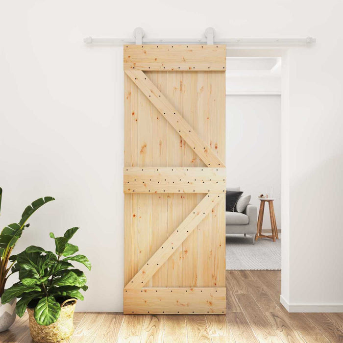 Ușă glisantă Natural și Alb 80 x 210 cm Lemn masiv de pin WALTI