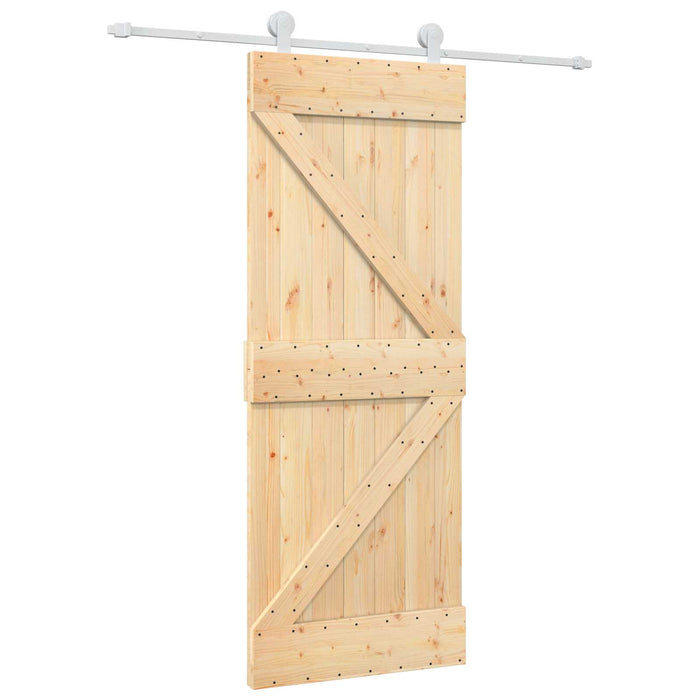 Ușă glisantă Natural și Alb 80 x 210 cm Lemn masiv de pin WALTI