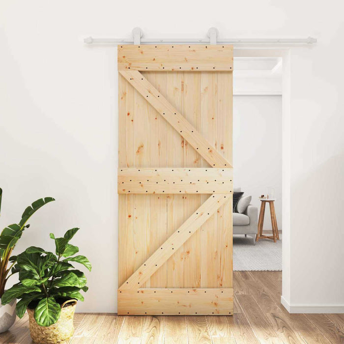 Ușă glisantă Natural și Alb 90 x 210 cm Lemn masiv de pin - WALTI WALTI