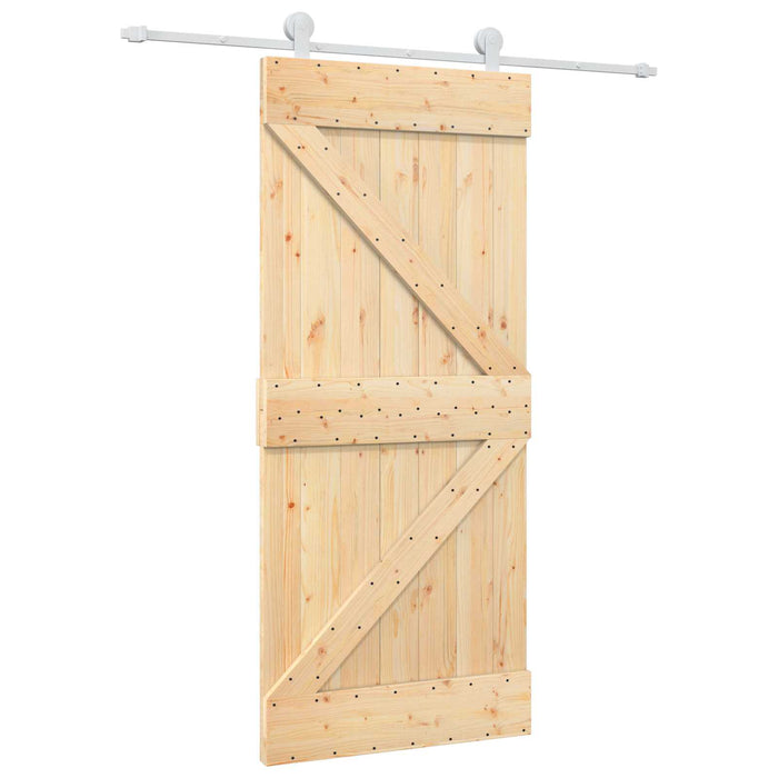 Ușă glisantă Natural și Alb 90 x 210 cm Lemn masiv de pin - WALTI WALTI