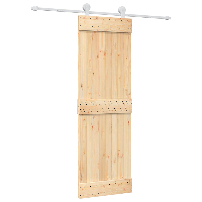 Ușă glisantă Natural și Alb 70 x 210 cm Lemn de Pin Solid - WALTI WALTI