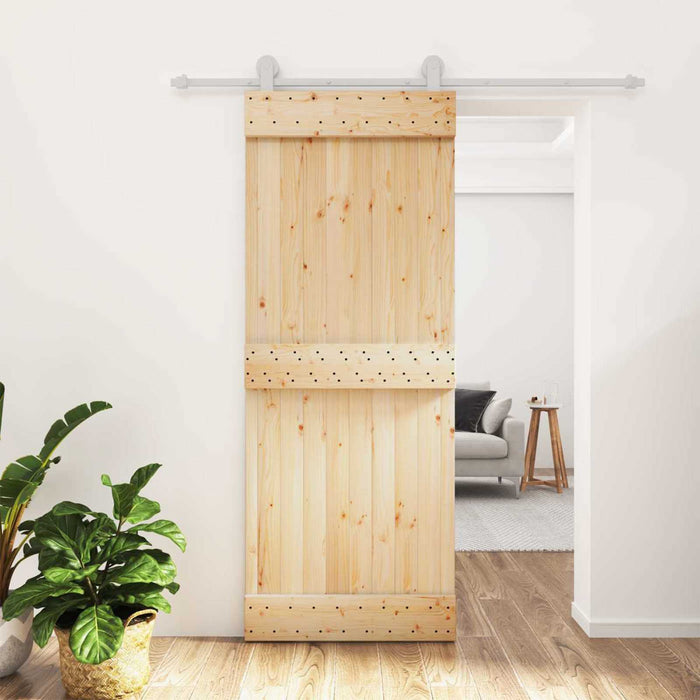Ușă glisantă Natural și Alb 80 x 210 cm Lemn de Pin Solid WALTI