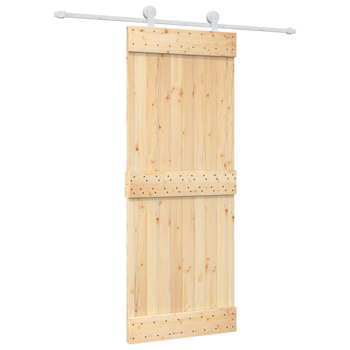 Ușă glisantă Natural și Alb 80 x 210 cm Lemn de Pin Solid WALTI