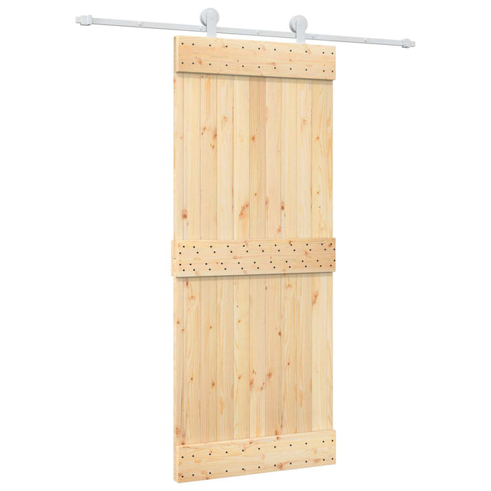 Ușă glisantă Natural și Alb 85 x 210 cm Lemn de Pin Solid WALTI