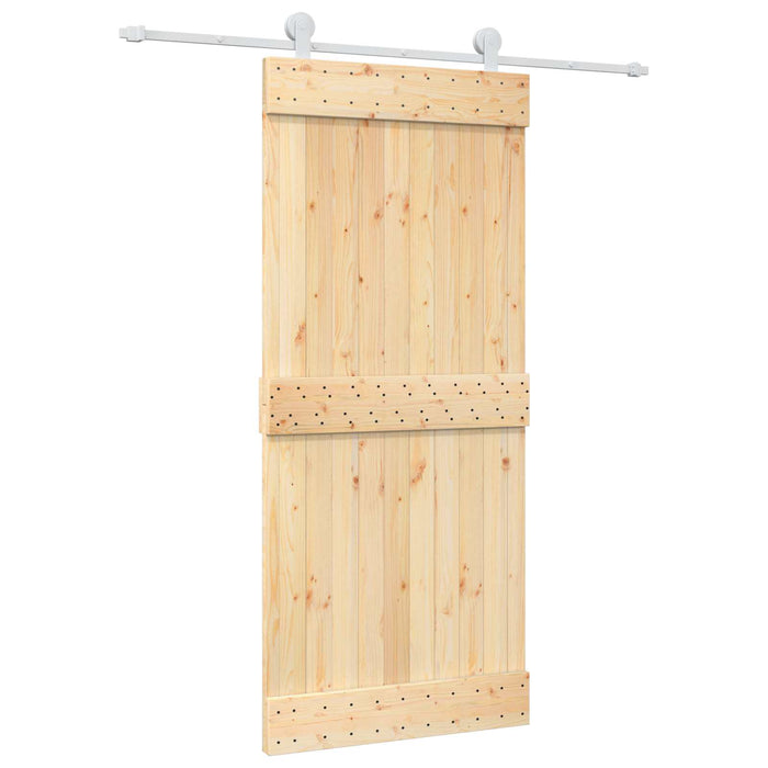Ușă glisantă Natural și Alb 90 x 210 cm Lemn de Pin Solid WALTI