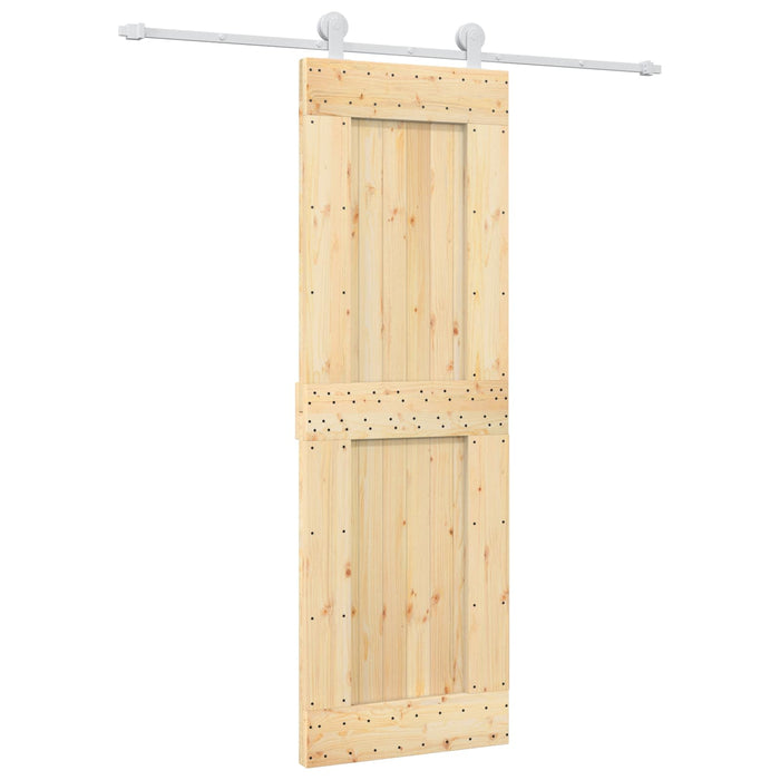 Ușă glisantă Natural și Alb 70 x 210 cm Lemn de Pin Solid WALTI