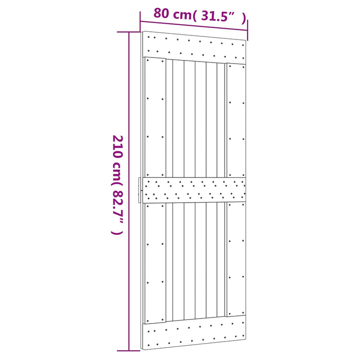 Ușă glisantă Natural și Alb 80 x 210 cm Lemn de Pin Solid WALTI