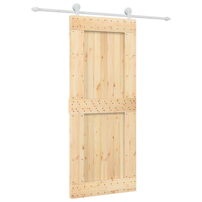 Ușă glisantă Natural și Alb 85 x 210 cm Lemn de Pin Solid WALTI