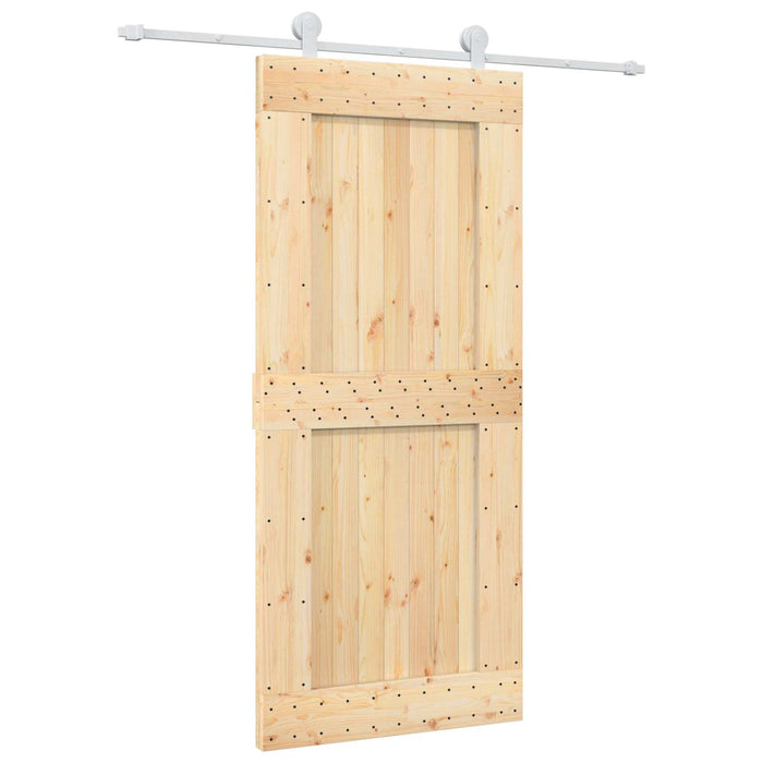 Ușă glisantă Natural și Alb 90 x 210 cm Lemn de Pin Solid WALTI