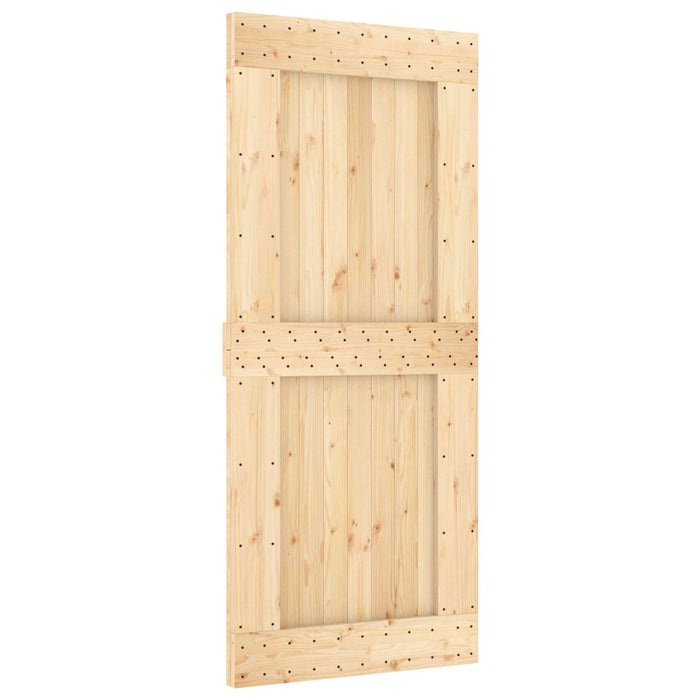Ușă glisantă Natural și Alb 90 x 210 cm Lemn de Pin Solid WALTI