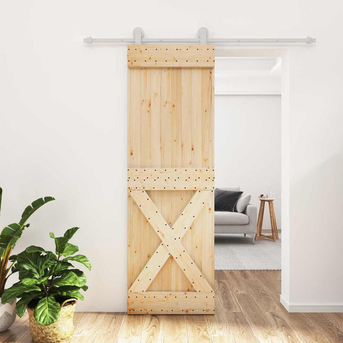 Ușă glisantă Natural și Alb 70 x 210 cm Lemn de Pin Solid WALTI