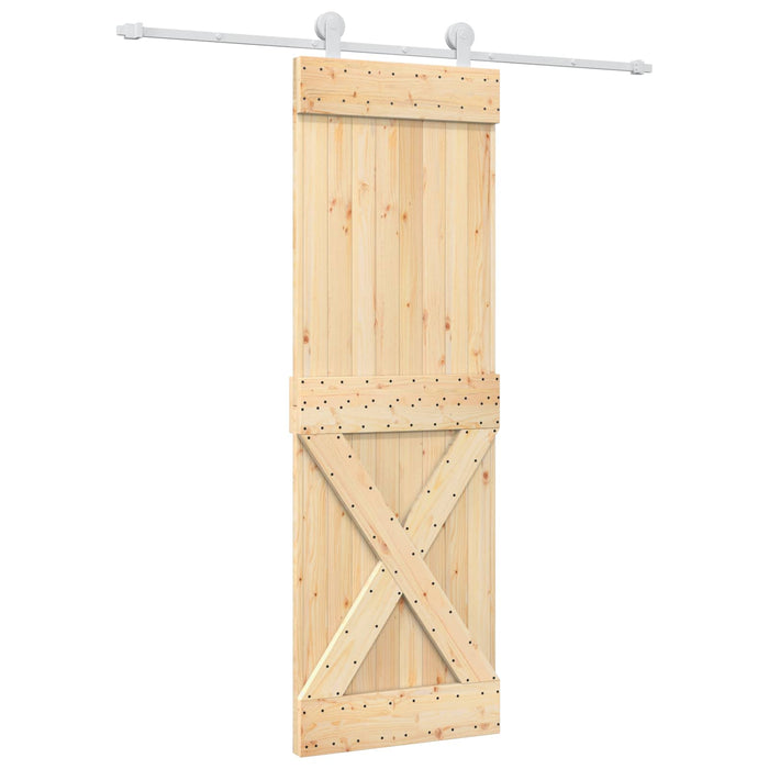 Ușă glisantă Natural și Alb 70 x 210 cm Lemn de Pin Solid WALTI