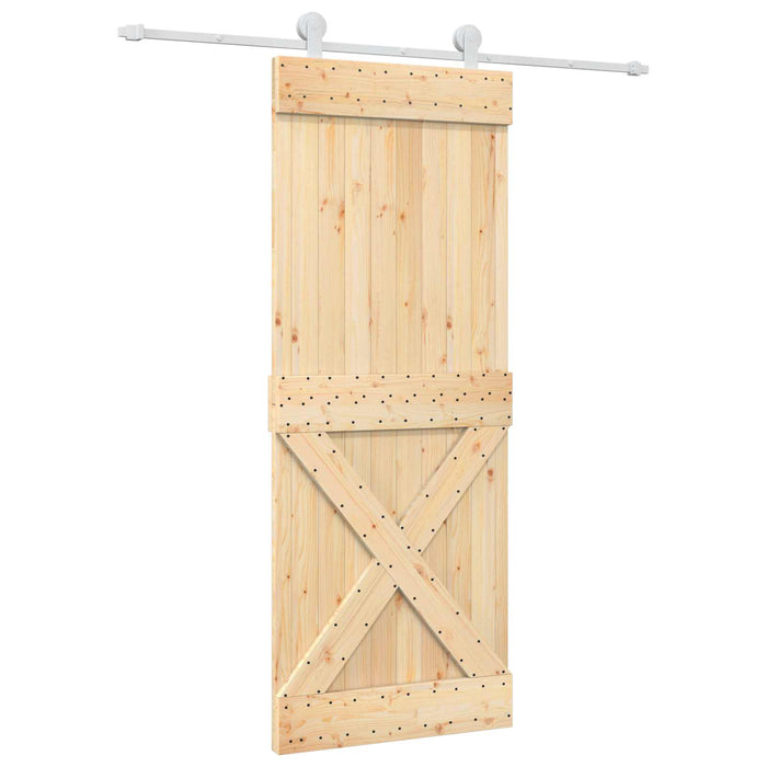 Ușă glisantă Natural și Alb 80 x 210 cm Lemn de Pin Solid - WALTI WALTI