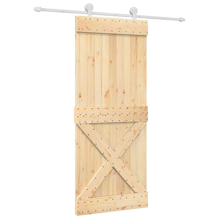 Ușă glisantă Natural și Alb 85 x 210 cm Lemn de Pin Solid WALTI