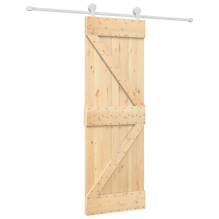Ușă glisantă Natural și Alb 70 x 210 cm Lemn de Pin Solid - WALTI WALTI