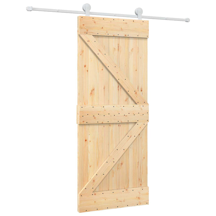 Ușă glisantă Natural și Alb 85 x 210 cm Lemn de Pin Solid - WALTI WALTI