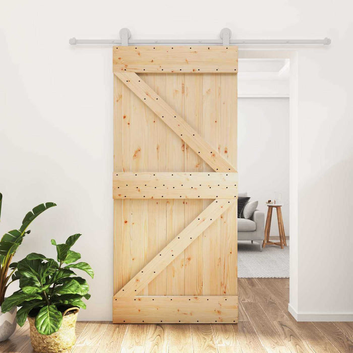 Ușă glisantă Natural și Alb 95 x 210 cm Lemn de Pin Solid - WALTI WALTI