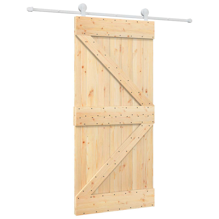 Ușă glisantă Natural și Alb 95 x 210 cm Lemn de Pin Solid - WALTI WALTI