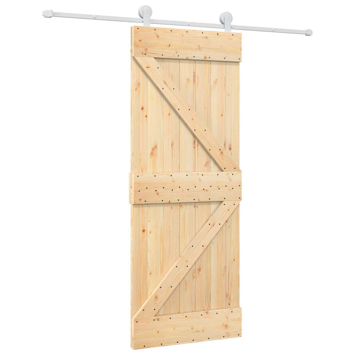 Ușă glisantă Natural și Alb 80 x 210 cm Lemn masiv de pin - WALTI WALTI
