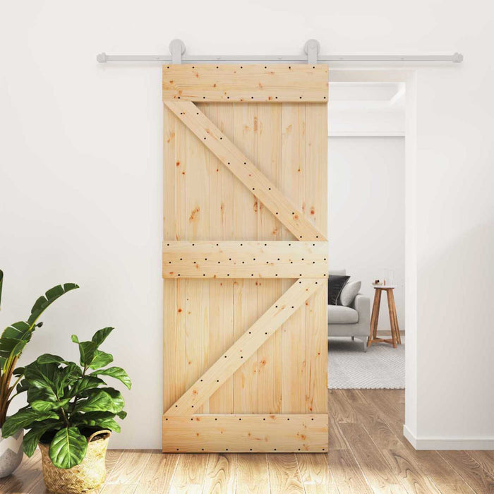 Ușă glisantă Natural și Alb 90 x 210 cm Lemn masiv de pin WALTI