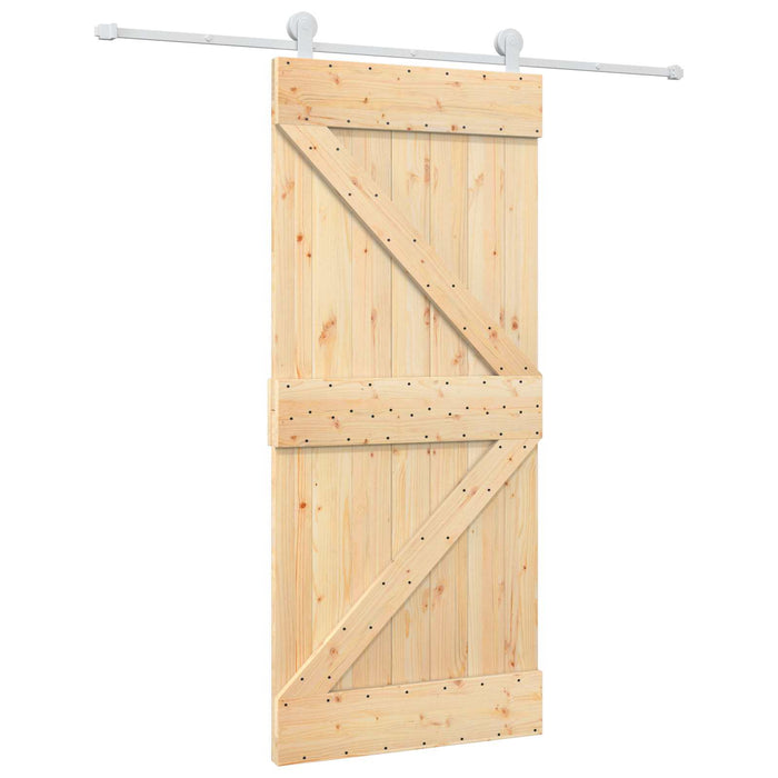 Ușă glisantă Natural și Alb 90 x 210 cm Lemn masiv de pin WALTI
