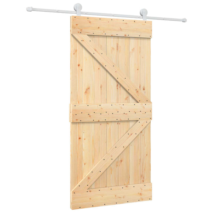 Ușă glisantă Natural și Alb 100 x 210 cm Lemn masiv de pin - WALTI WALTI
