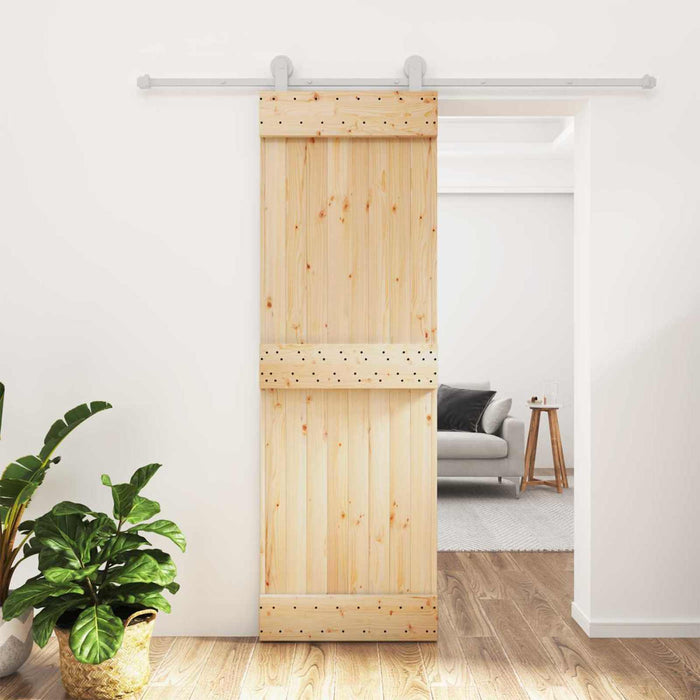 Ușă glisantă Natural și Alb 70 x 210 cm Lemn de Pin Solid - WALTI WALTI