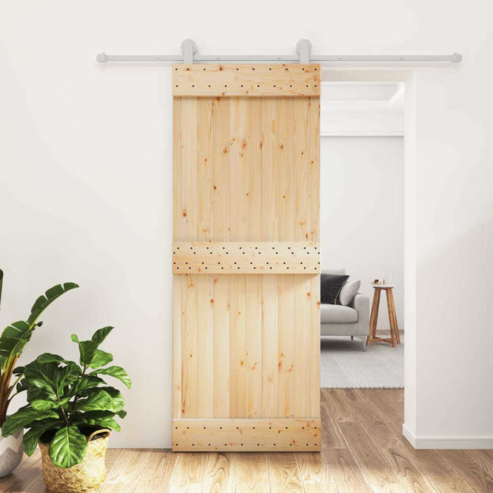 Ușă glisantă Natural și Alb 80 x 210 cm Lemn de Pin Solid WALTI