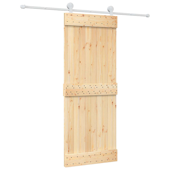 Ușă glisantă Natural și Alb 80 x 210 cm Lemn de Pin Solid WALTI