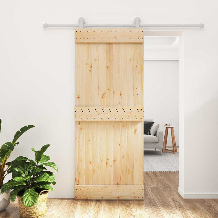 Ușă glisantă Natural și Alb 85 x 210 cm Lemn de Pin Solid WALTI