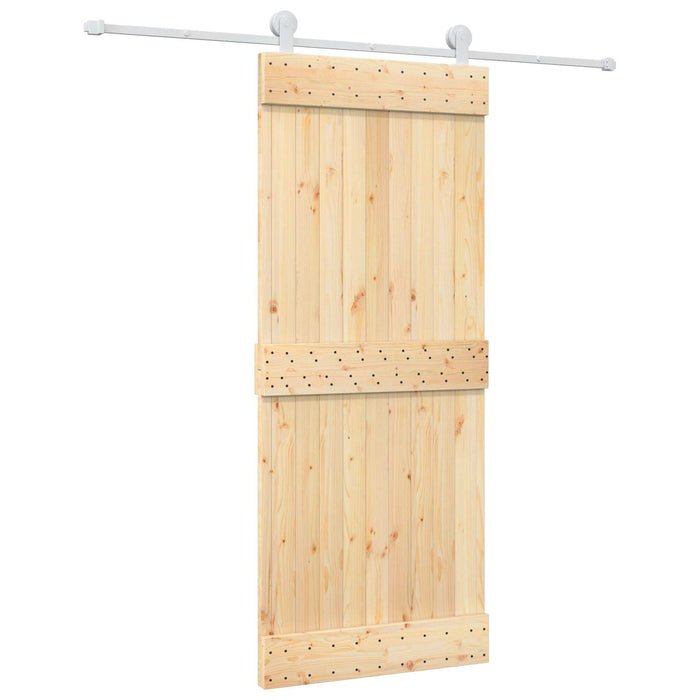 Ușă glisantă Natural și Alb 85 x 210 cm Lemn de Pin Solid WALTI