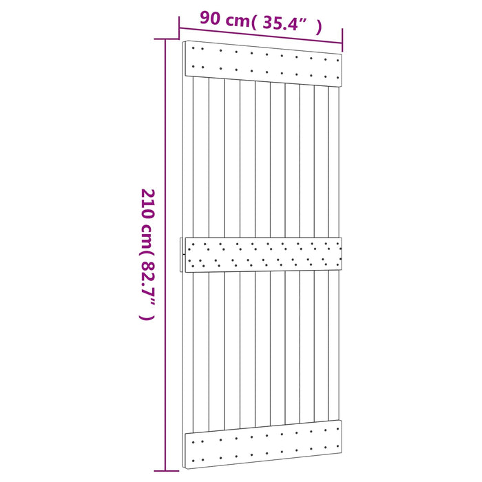 Ușă glisantă Natural și Alb 90 x 210 cm Lemn de Pin Solid WALTI