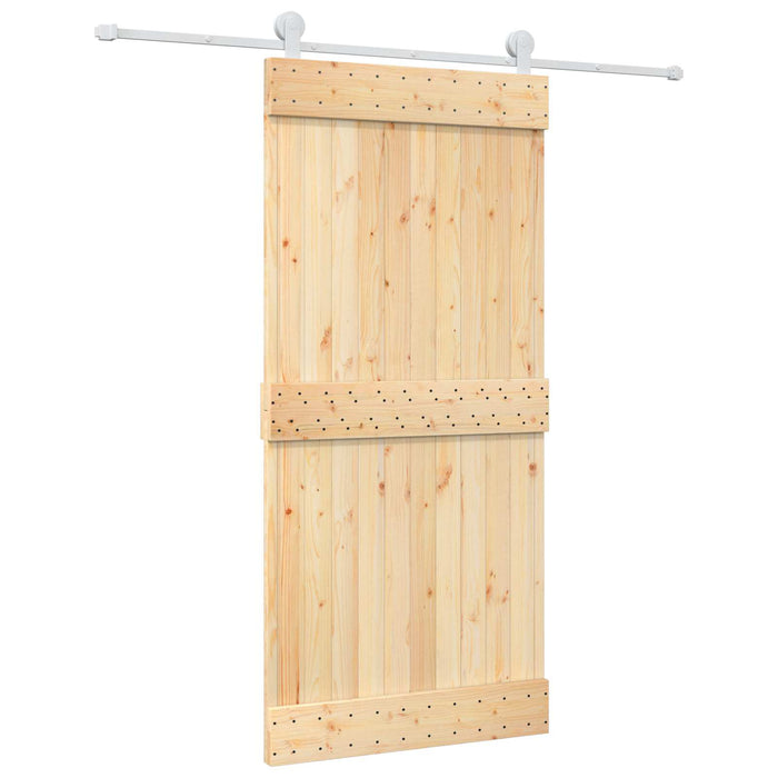 Ușă glisantă Natural și Alb 95 x 210 cm Lemn de Pin Solid WALTI