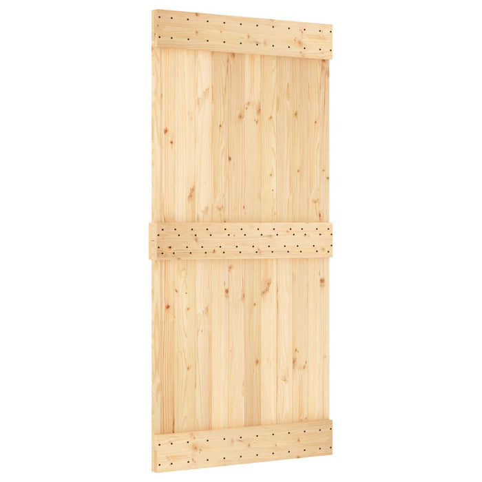 Ușă glisantă Natural și Alb 95 x 210 cm Lemn de Pin Solid WALTI