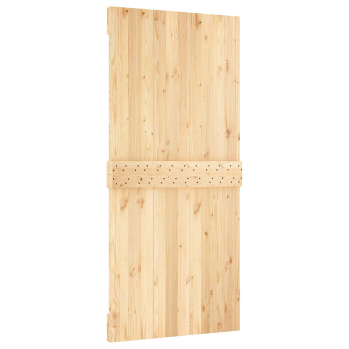 Ușă glisantă Natural și Alb 95 x 210 cm Lemn de Pin Solid WALTI