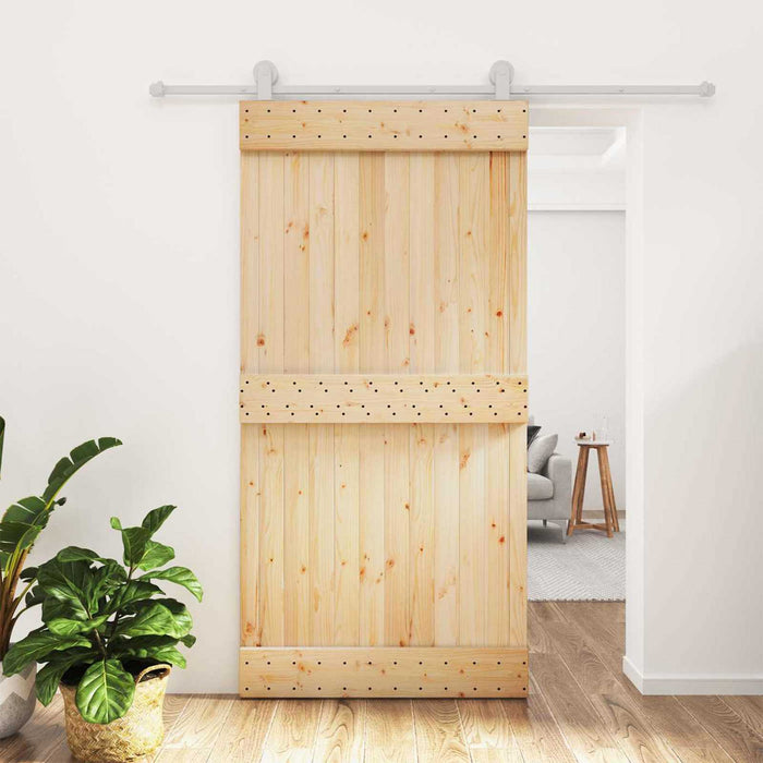 Ușă glisantă Natural și Alb 100 x 210 cm Lemn de Pin Solid WALTI