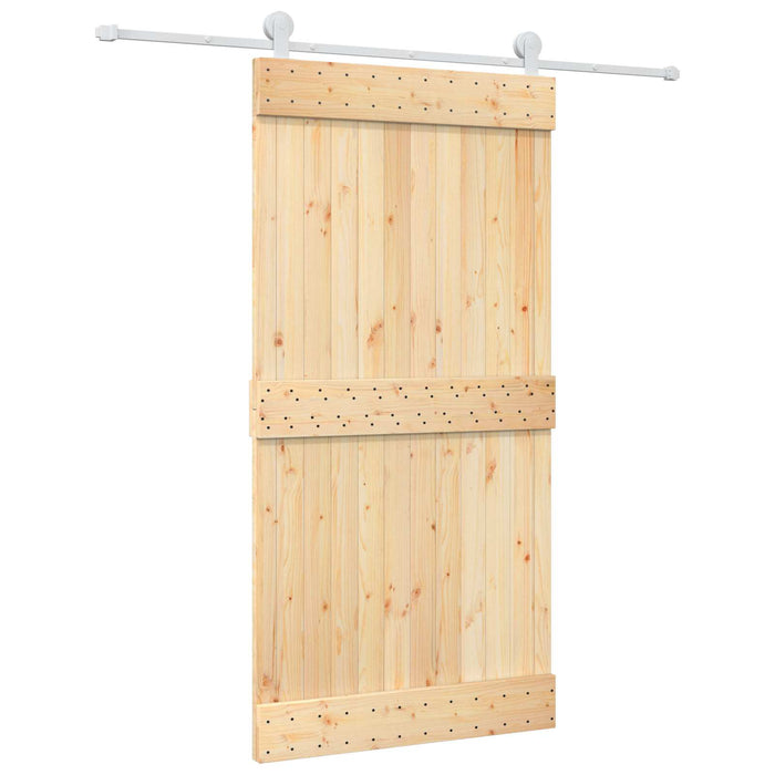 Ușă glisantă Natural și Alb 100 x 210 cm Lemn de Pin Solid WALTI