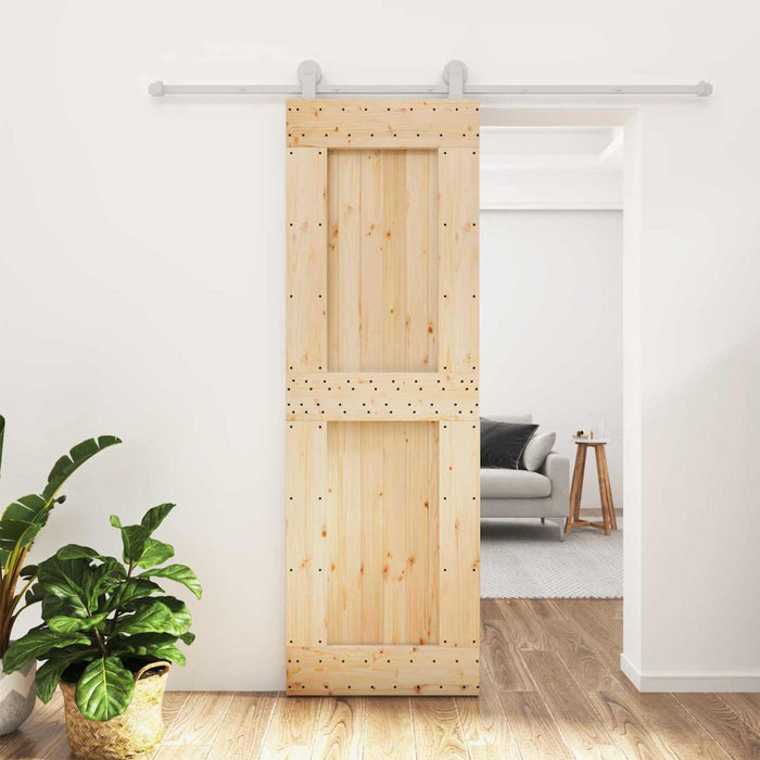 Ușă glisantă Natural și Alb 70 x 210 cm Lemn de Pin Solid WALTI