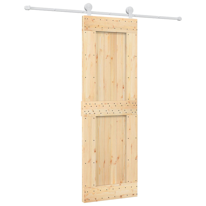 Ușă glisantă Natural și Alb 70 x 210 cm Lemn de Pin Solid WALTI