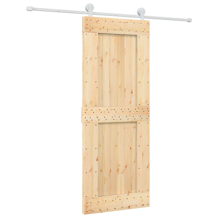 Ușă glisantă Natural și Alb 80 x 210 cm Lemn de Pin Solid WALTI