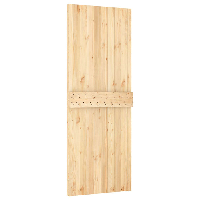 Ușă glisantă Natural și Alb 80 x 210 cm Lemn de Pin Solid WALTI