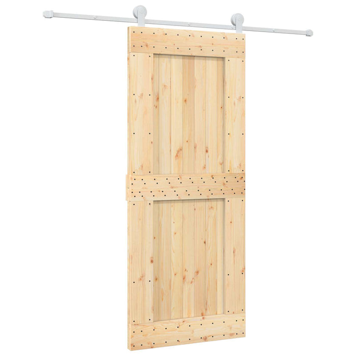 Ușă glisantă Natural și Alb 85 x 210 cm Lemn de Pin Solid WALTI