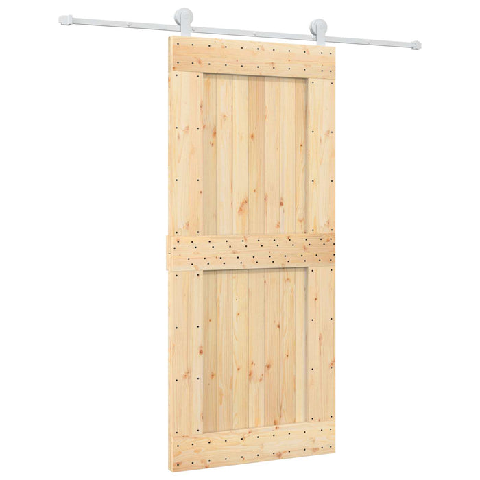 Ușă glisantă Natural și Alb 90 x 210 cm Lemn de Pin Solid WALTI
