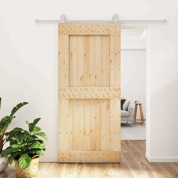 Ușă glisantă Natural și Alb 95 x 210 cm Lemn de Pin Solid WALTI