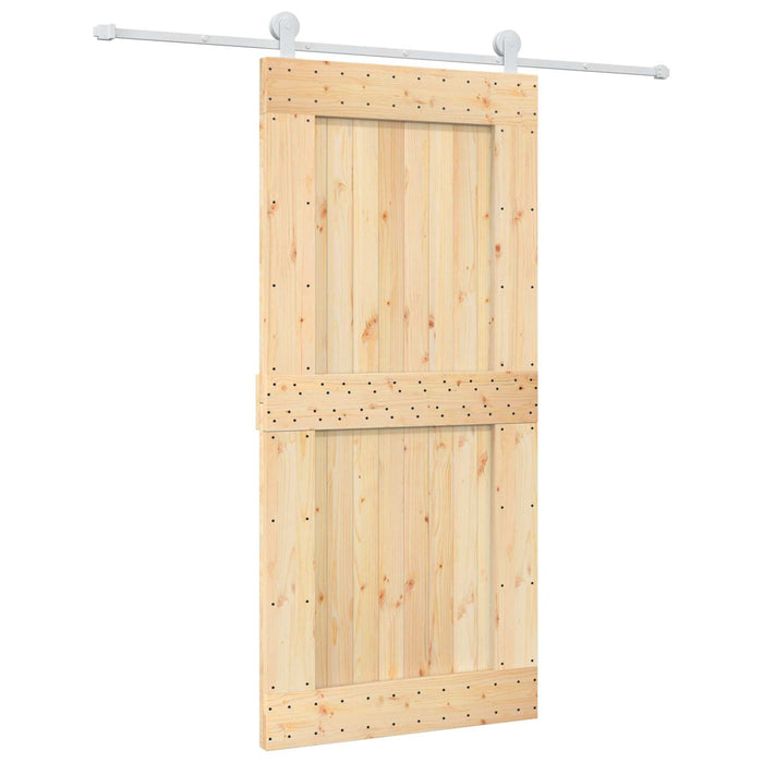 Ușă glisantă Natural și Alb 95 x 210 cm Lemn de Pin Solid WALTI