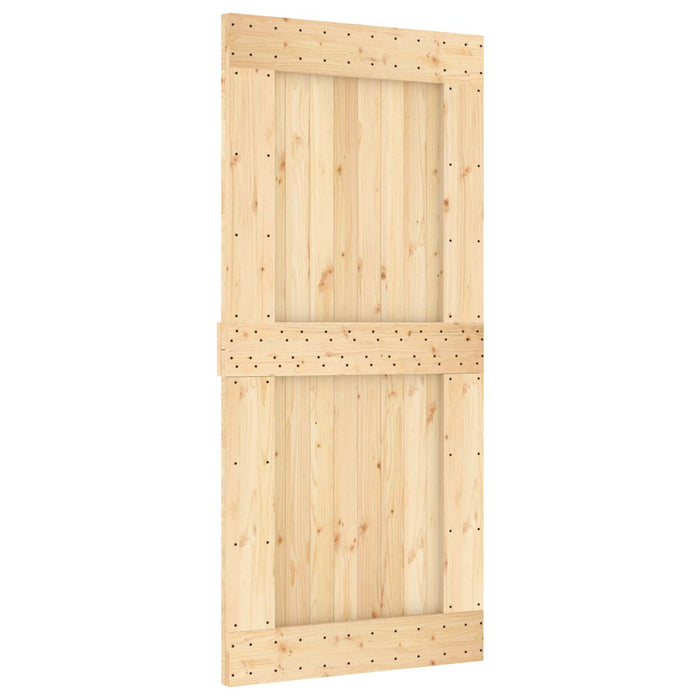 Ușă glisantă Natural și Alb 95 x 210 cm Lemn de Pin Solid WALTI