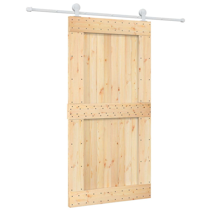 Ușă glisantă Natural și Alb Lemn de Pin Solid (Nefinisat) WALTI