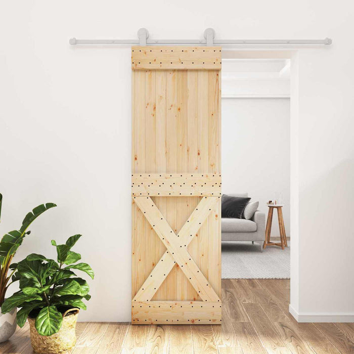Ușă glisantă Natural și Alb 70 x 210 cm Lemn de Pin Solid WALTI